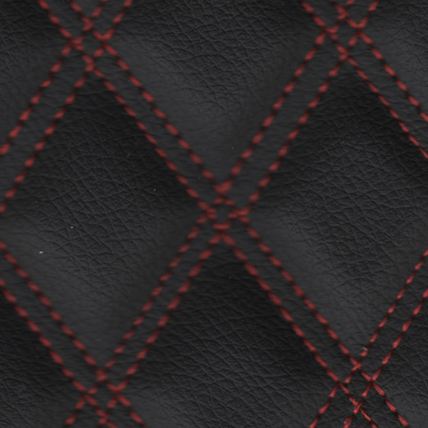 Stitch Quilted Vinyl - Double Diamond (Red on Black)