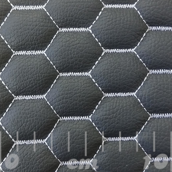 Stitch Quilted Vinyl - Hexabubble (White on Grey)